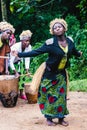 Batwa pygmies tribe people performing a traditional