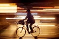 Rushhour with cyclists and pedestrians at night