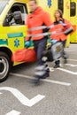 Rushing blurry paramedic unit portable devices truck Royalty Free Stock Photo