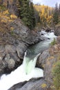 RUSHING ROCKY RIVER SMALL WATERFALL AND FALL COLOURS Royalty Free Stock Photo
