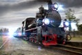 A rushing steam locomotive Royalty Free Stock Photo