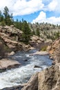 Rushing stream river water through Eleven Mile Canyon Colorado