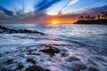 Rushing water and clouds in Laguna Beach, CA Royalty Free Stock Photo