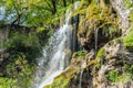 Rushing Water on the Greatest Waterfall of Plitvice Lakes National Park, Croatia. Heaven on Earth. Royalty Free Stock Photo