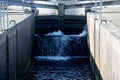 Rushing Water at a Rural Canal Lock Gate Royalty Free Stock Photo