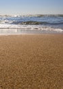 Rushing wave on a sunny day on the sandy beach of the Baltic Sea in Palanga, Lithuania Royalty Free Stock Photo