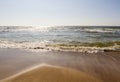 Rushing wave on a sunny day on the sandy beach of the Baltic Sea in Palanga, Lithuania Royalty Free Stock Photo