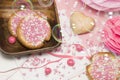 Rusk with blue aniseed balls, muisjes, tradition in the Netherlands when a baby girl is born