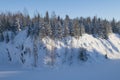 In the Ruskeala mountain park on a frosty January day. Karelia