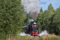 Tourist retro train `Ruskeala Express`