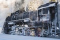 Old Soviet steam locomotive L-3051 close-up