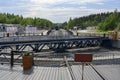 RUSKEALA, RUSSIA - JUNE 21, 2023: Circular platform for turning a train or carriage 180 degrees at Ruskeala station