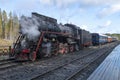 Old steam locomotive L-5248 at the tourist retro train \