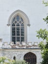 Rusovce castle beautiful window and balcony detail, Slovakia