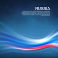 Russia abstract flag background. Blurred pattern of lines of light colors the Russian flag in the blue sky, business booklet Royalty Free Stock Photo