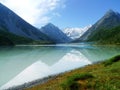Russia. Altai Mountains. Lake Akkem. Belukha Mountain. Royalty Free Stock Photo