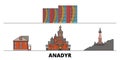 Russia, Anadyr flat landmarks vector illustration. Russia, Anadyr line city with famous travel sights, skyline, design.