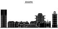 Russia, Anapa architecture urban skyline with landmarks, cityscape, buildings, houses, ,vector city landscape, editable