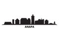 Russia, Anapa city skyline isolated vector illustration. Russia, Anapa travel black cityscape