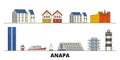 Russia, Anapa flat landmarks vector illustration. Russia, Anapa line city with famous travel sights, skyline, design.