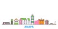 Russia, Anapa line cityscape, flat vector. Travel city landmark, oultine illustration, line world icons