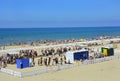 Russia, Anapa, resort area, July 2019. View of the sandy beaches on the Black Sea coast