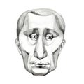 RUSSIA, April 1, 2019: Caricature of Russian President Vladimir Putin. Hand drawn illustration.