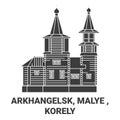 Russia, Arkhangelsk, Malye , Korely travel landmark vector illustration