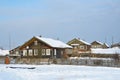 Russia, Arkhangelsk oblast, Onezhsky district, village Vorzogory in the winter Royalty Free Stock Photo