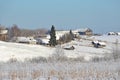 Russia, Arkhangelsk region,  village Turchasovo in winter Royalty Free Stock Photo