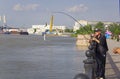 Russia, Astrakhan. 05.17.21 People are fishing on the city embankment