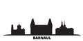 Russia, Barnaul city skyline isolated vector illustration. Russia, Barnaul travel black cityscape