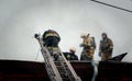 Russia, Barnaul-February 6, 2018. Firefighters and rescuers extinguish a fire in the Museum of war