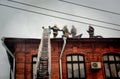 Russia, Barnaul-February 6, 2018. Firefighters and rescuers extinguish a fire in the Museum of war