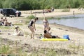 Russia - Berezniki on 18 July : closed of people on the beach