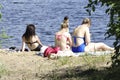 Russia - Berezniki July 18 : people swim at the beach in the summer