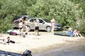 Russia - Berezniki July 18 : people swim at the beach in the summer