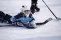 Russia Berezniki 13 March 2018: goalkeeper in action during ice hockey group B game against the Palace of sports