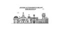 Russia, Birobidzhan city skyline isolated vector illustration, icons Royalty Free Stock Photo