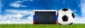 Russia blackboard soccer ball background Royalty Free Stock Photo