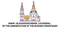 Russia, Blagoveshchensk, Cathedral , Of The Annunciation Of The Blessed Virgin Mary travel landmark vector illustration