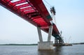 Bridge on the Amur river from Blagoveshchensk to the Chinese city of Heihe in summer
