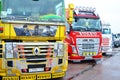 Russia, Bykovo,29.05.2021.Bright Renault and Volvo Trucks at TRUCKFEST 2021