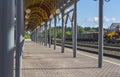 Russia Cheboksary June 15, 2019,city station with freight train and police on the platform