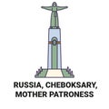 Russia, Cheboksary, Mother Patroness travel landmark vector illustration Royalty Free Stock Photo