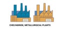 Russia, Chelyabinsk, Metallurgical Plants travel landmark vector illustration