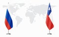 Russia and Chile flags for official meeting