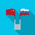 Russia and China flags icon in flat style isolated on white background. Interpreter and translator symbol stock vector Royalty Free Stock Photo