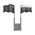 Russia and China flags icon in monochrome style isolated on white background. Interpreter and translator symbol stock