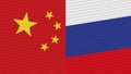 Russia and China Two Half Flags Together